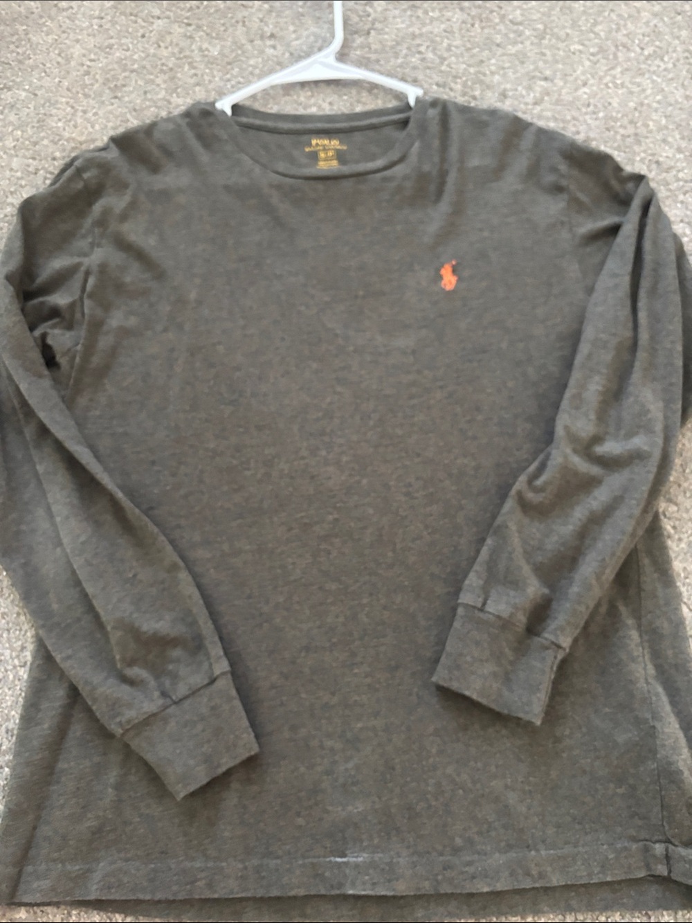 Polo by Ralph Lauren Long-Sleeve Crewneck Shirt - Charcoal with Orange Pony